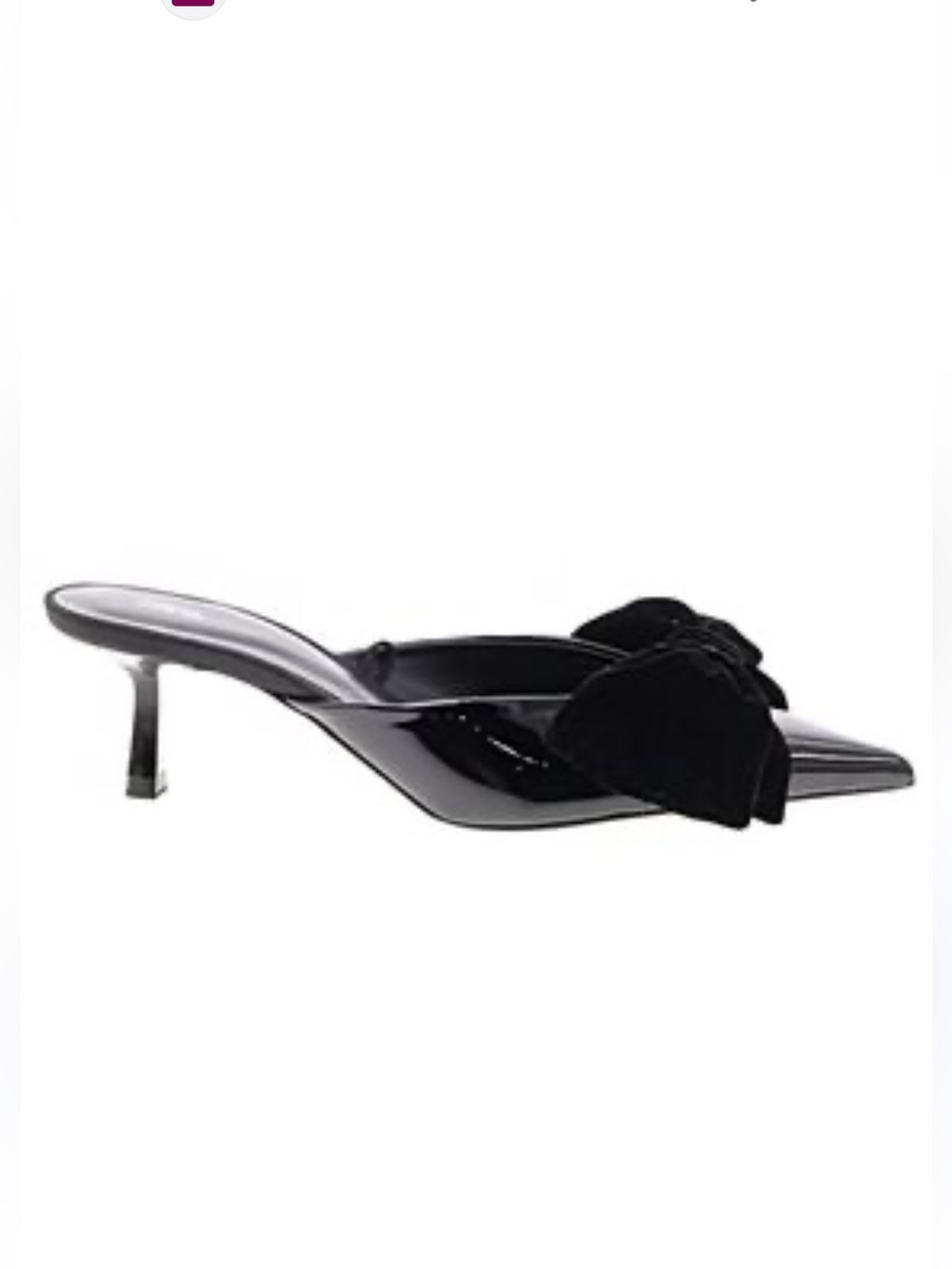 Zara Black Bow Patent Kitten-Heel Mules